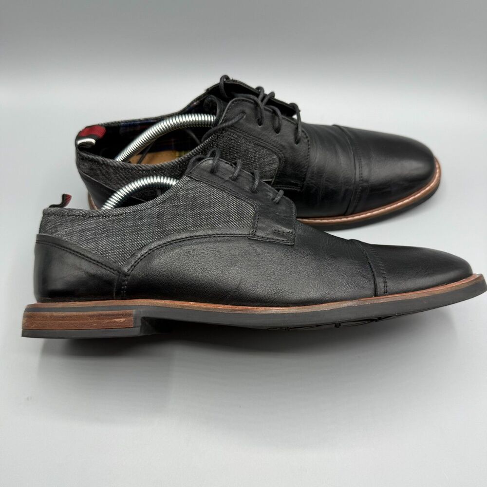 Ben Sherman Black Leather Oxford Shoes Brent Cap Toe Mens Size 10.5